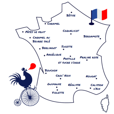 Les Bonbons regionaux de France Bonbon regional francais Calisson Nougat Caramel Pastille Guimauve Sucette naturelle