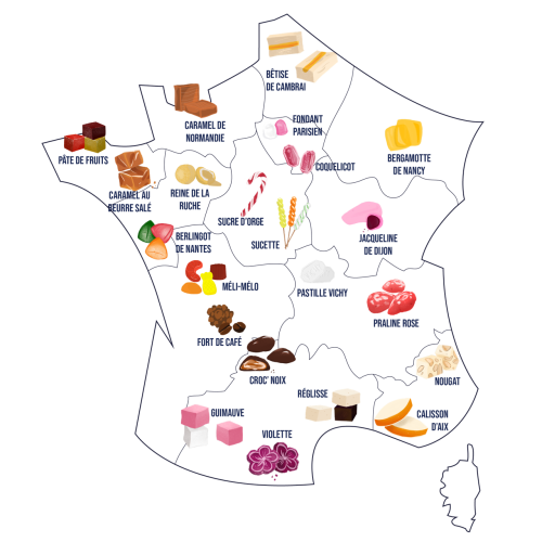 carte de france des confiseries régionnales