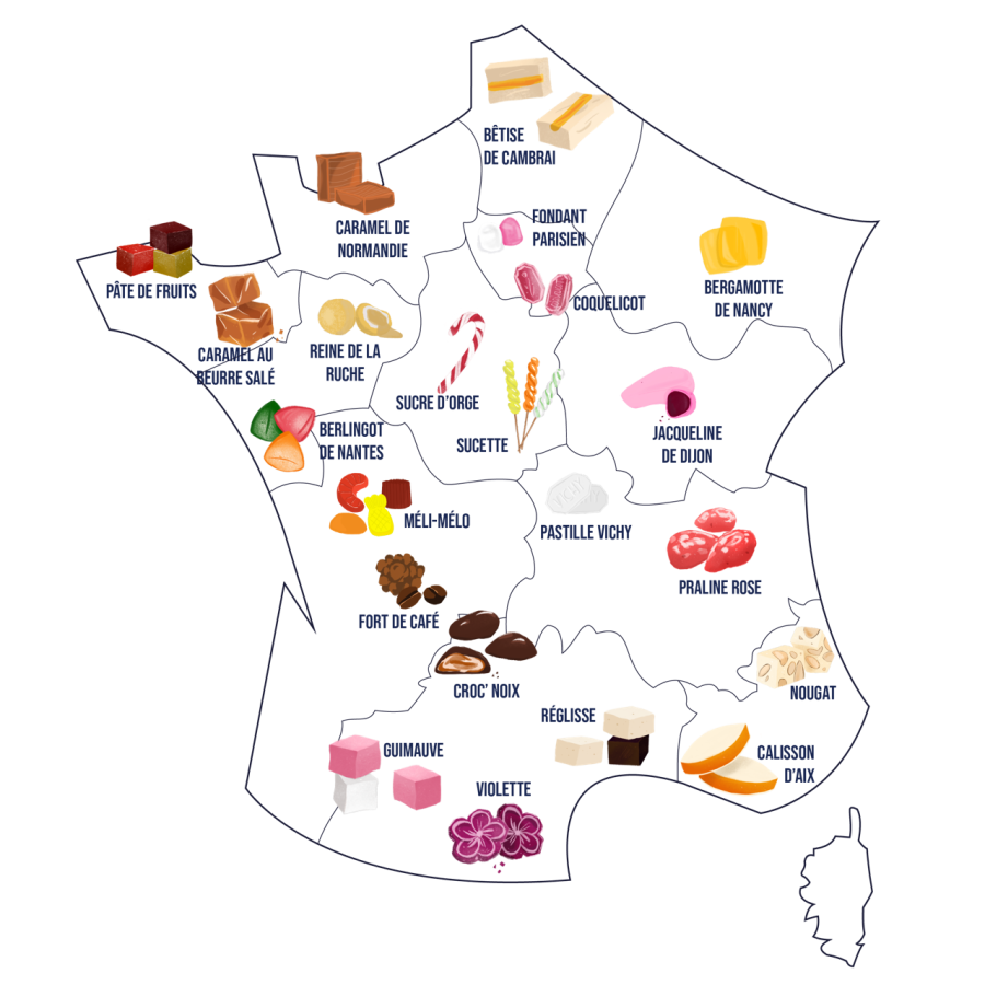 carte de france des confiseries régionnales