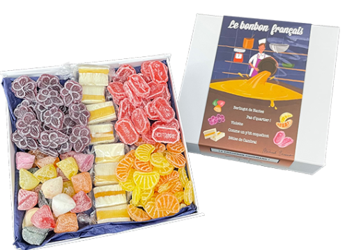 Le Chaudron Gourmand - Le Bonbon Français Coffret La Chaudron Gourmand - Berlingots, Bêtises de Cambrai, Violettes, Coquelicots, Pas d'quartiers