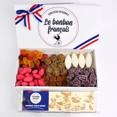 coffret assortiment confiseries, bonbon chocolatés, pralines, calissons, caramels, violettes, bonbon gélifiés, nougat ,le bonbon français