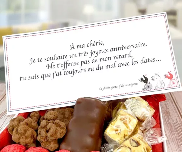 photo carte personnalisable, cadeau, offrir, carte, message, bonbon, le bonbon français