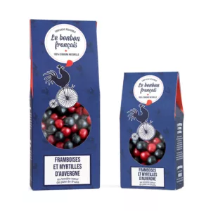 packshot framboises myrtilles Auvergne, bonbon artisanal, framboise et myrtilles, le bonbon français