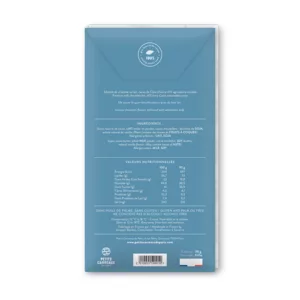 packshot dos chocolat au lait 41%, chocolat artisanal, tablette de chocolat au lait, chocolat au lait cacao 41% Côte d'Ivoire, petits carreaux de paris
