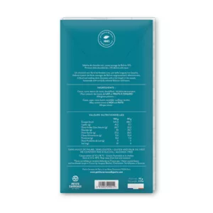 packshot dos chocolat noir 72%, chocolat artisanal, tablette de chocolat noir, chocolat noir cacao 72% Bolivie, petits carreaux de paris