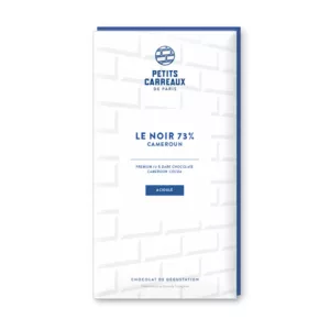 packshot chocolat noir 73%, chocolat artisanal, tablette de chocolat noir, chocolat noir cacao 73% Cameroun, petits carreaux de paris