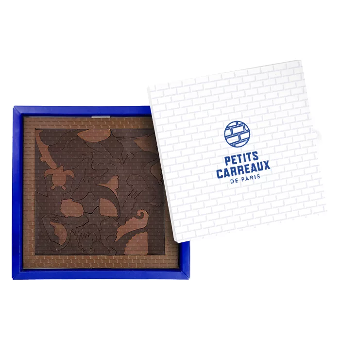 coffret cadeau chocolat, coffret cadeau, coffret puzzle de la mer, petits carreaux de paris